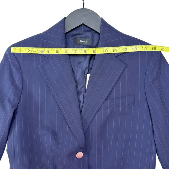 THEORY Tailor Blazer Pinstripe 2-Button Wool Blazer Jacket - Picture 13 of 16